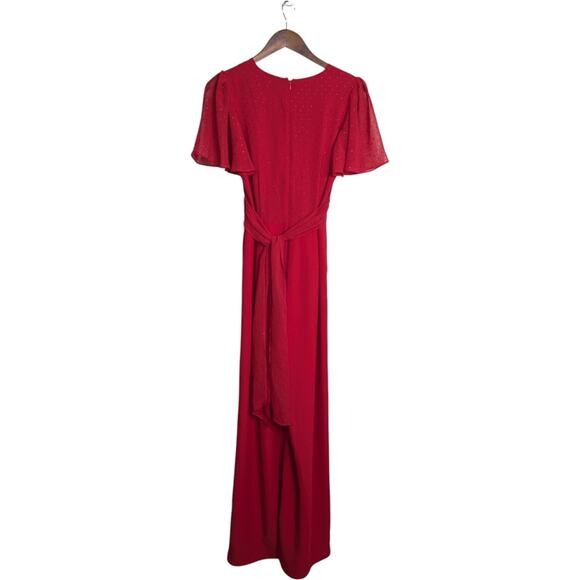 NEW Gal Meets Glam Brielle Jumpsuit 4 Red Wide Leg Holiday Christmas Wide Leg - Picture 8 of 12